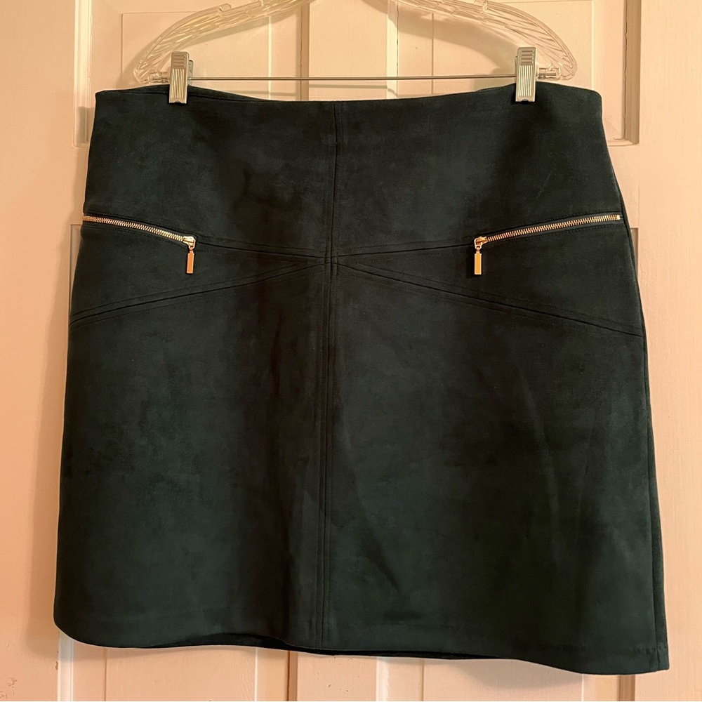 Cortefiel Dark Green Velour Skirt Size XL